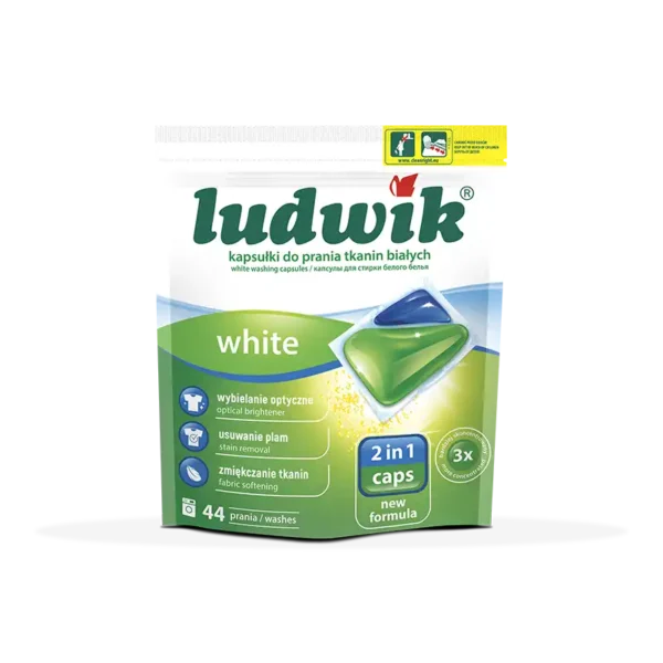 Karton zbiorczy 6 szt. Ludwik kapsułki  do prania tkanin białych White 2 in 1 caps 44 szt