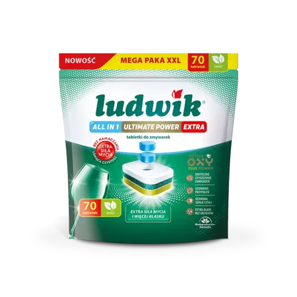 Ludwik All in 1 Ultimate Power Extra tabletki do zmywarek 70 szt. Mint