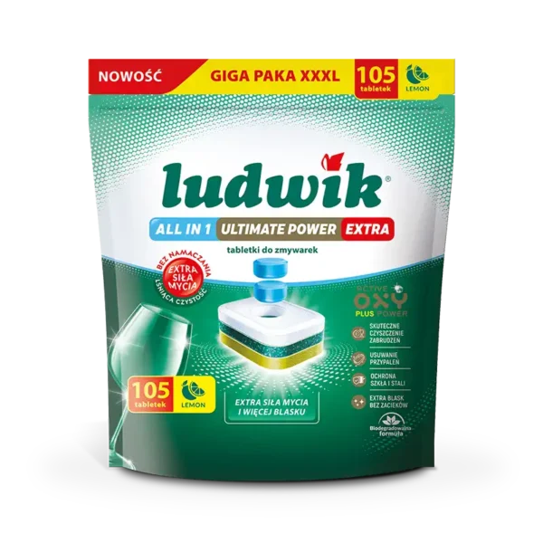 Ludwik All in 1 Ultimate Power Extra tabletki do zmywarek 105 szt. Lemon