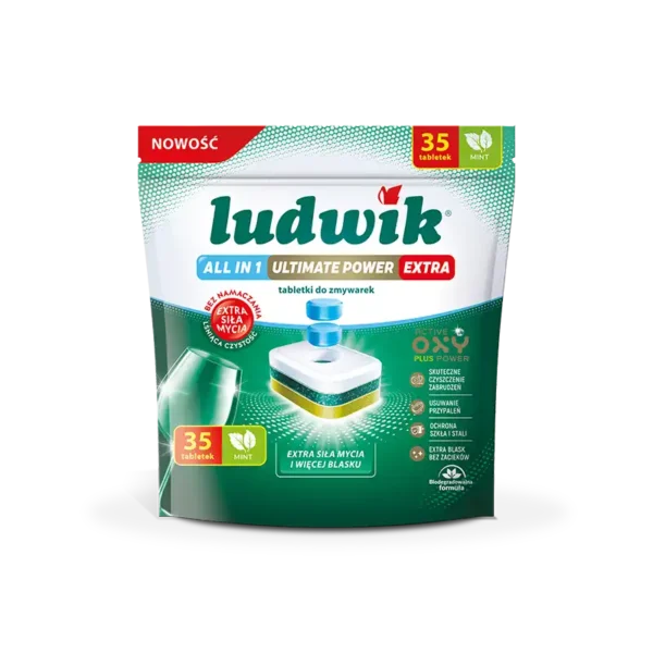 Ludwik All in 1 Ultimate Power Extra tabletki do zmywarek 35 szt. Mint