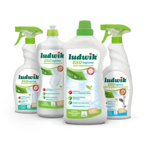 Zestaw Ludwik Ekologiczny do kuchni i łazienki (płyn do szyb i luster, do kabin prysznicowych, do mycia naczyń, płyn uniwersalny)