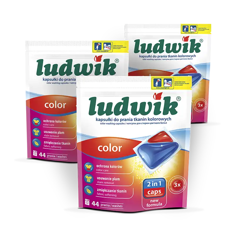 Ludwik kapsułki do prania kolorowego w potrójnym zestawie