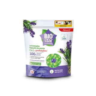 BIOstar cleaning products uniwersalne kapsułki do prania 5 w 1 z probiotykami 32 szt.